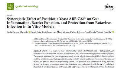 Synergistic Effect of Postbiotic Yeast ABB C22® on Gut Inflammation, Barrier Function, and Protection from Rotavirus Infection in In Vitro Models